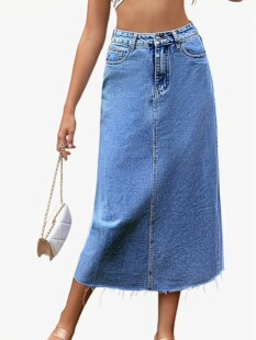 L 60731 High aist A-Line Denim Skirt ����ţ�а���ȹ �羳��