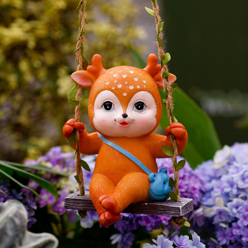 Jardín balcón Flor de jardinería al aire libre decoración colgante Bunny Swing árbol animal colgante B & B Decoración