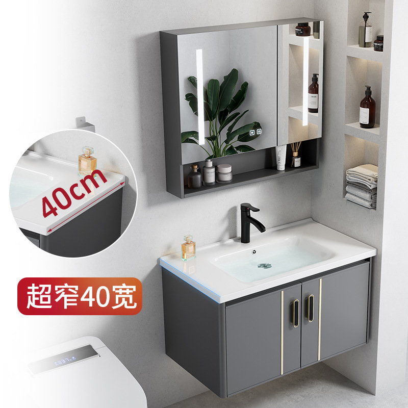 gabinete de baño de aluminio de 40cm de ancho espacio combinado lavabo de baño ultra estrecho lavabo largo lavabo pequeño lavabo de casa