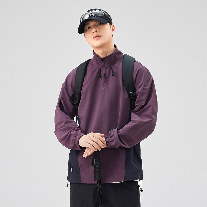 Spring Trendy Brand Long-Sleeved Shirt for Men, American and Japanese Style, Color-Blocking Shirt Jacket for Hiking and Outdoor Activities