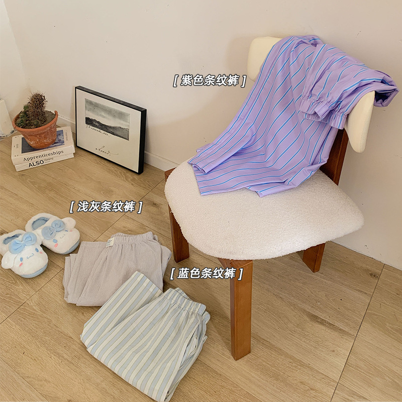 Striped Pajama Pants for Spring and Summer, Mosquito-Proof Home Pants, Casual Pants, Japanese-Style Loose Straight-Leg Pants for Women, Suitable for Outdoor Wear Striped Pajama Pants for Spring and Summer, Mosquito-Proof Home Pants, Casual Pants, Japanese-Style Loose Straight-Leg Pants for Women, Suitable for Outdoor Wear