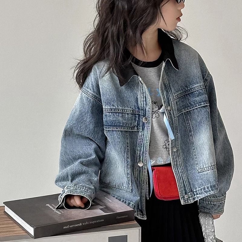 童装女童牛仔外套春秋季韩系儿童女孩洋气夹克衫中大童休闲上衣潮