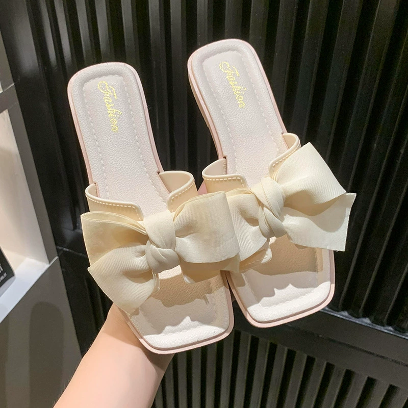 Шлёпанцы с бантом, модные шлёпанцы, универсальная нескользящая обувь, интернет-тренд