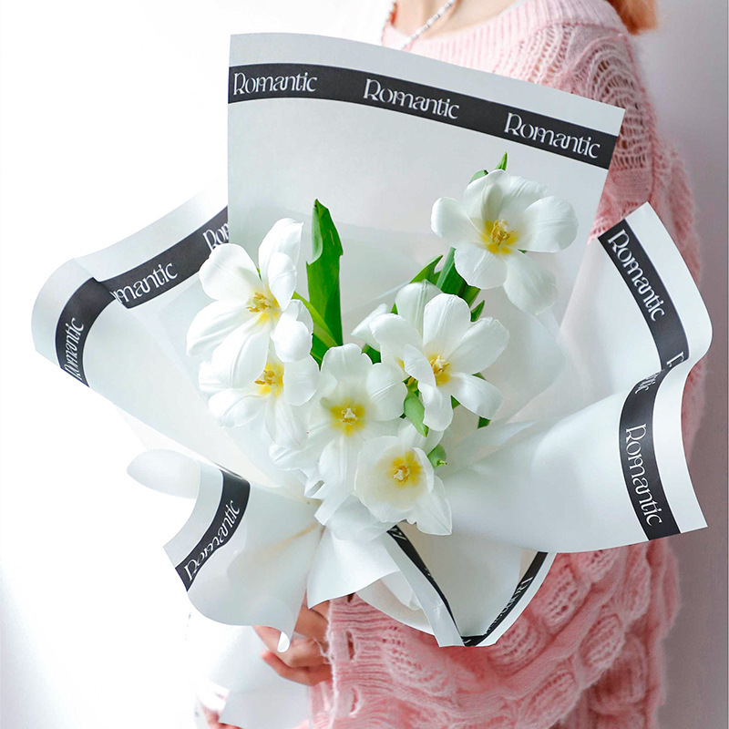 七夕节英文鲜花包花纸包装网红纸包花diy材料艺术纸批发花店资材