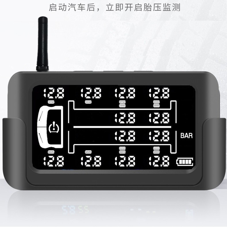 Tire pressure detector, tire pressure gauge, digital display truck tire pressure monitoring system, 14 wheels, dedicated solar external sensor