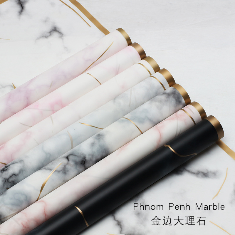 Huaxi comercio exterior transfronterizo Phnom Penh mármol papel de niebla papel impermeable Hansu flor florista papel de embalaje ramo