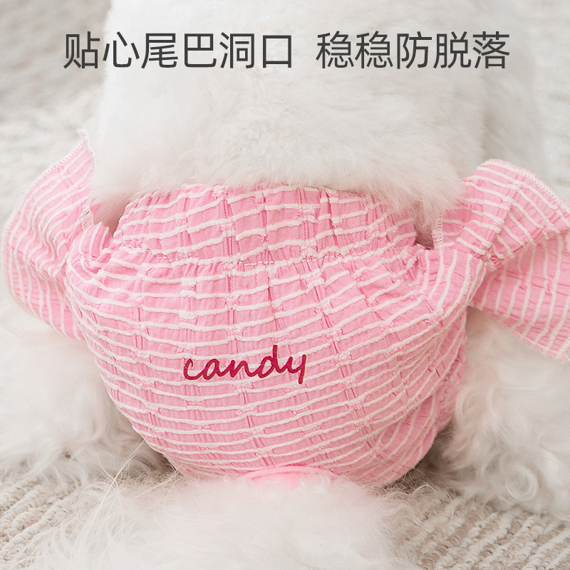 Ventas transfronterizas azules rosadas lindas pantalones fisiológicos dulces perras pantalones menstruales anti-acoso primavera y verano suministros para perros