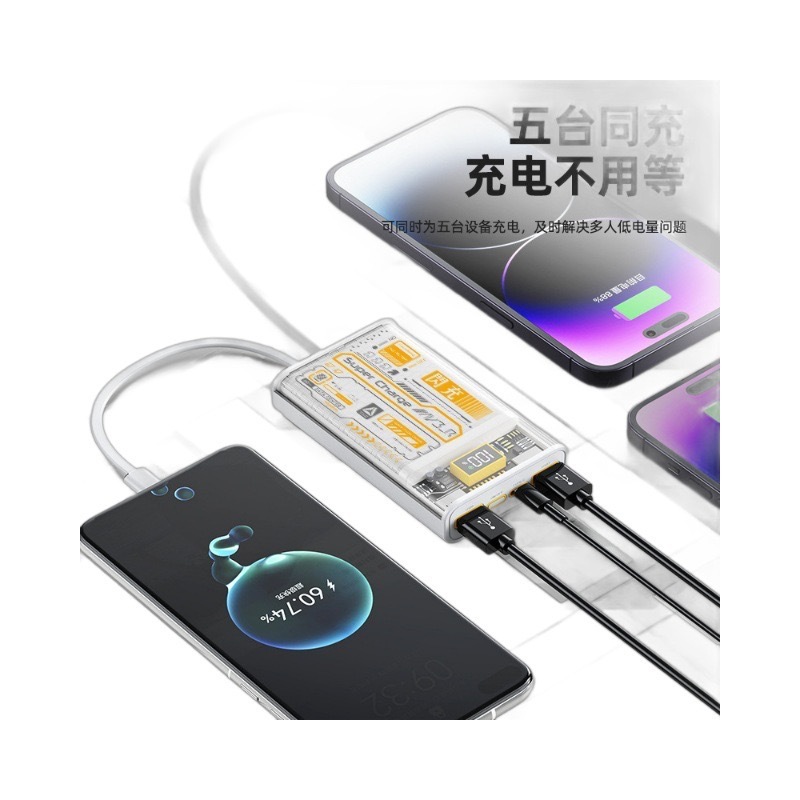 パンク風透明機甲充電宝超急速充電20000ミリアンペア大容量移動電源携帯小型|undefined