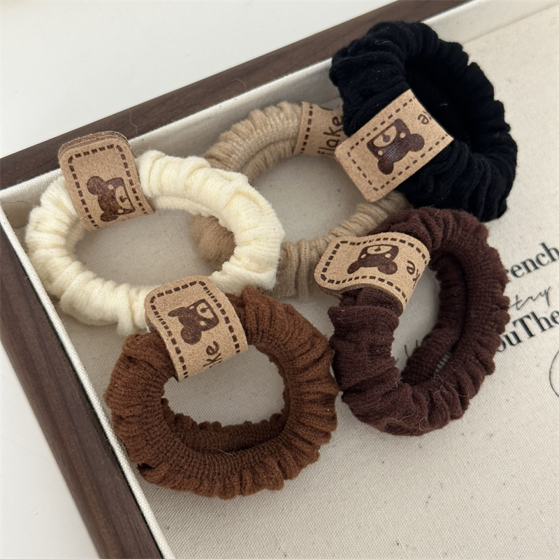 Corda per capelli spessa in pelo d'orso marrone, elastica, resistente, per l'intestino tenue, semplice elastico, per legare i capelli da donna, con codino alto, in pelle_voghion.com