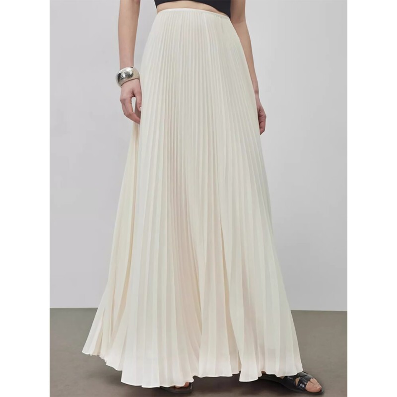 Spring and Summer New Plus-Size Pleated Skirt for Women, Stylish Pleated A-Line Long Skirt, Chiffon High-Waisted Tulle Skirt for Plus-Size Women Spring and Summer New Plus-Size Pleated Skirt for Women, Stylish Pleated A-Line Long Skirt, Chiffon High-Waisted Tulle Skirt for Plus-Size Women