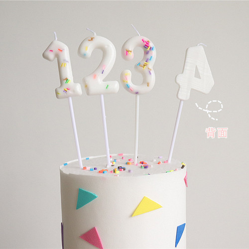 Internet-famous creative children's digital birthday cake candles with white rainbow atmosphere, creative one-year-old decoration ornaments
