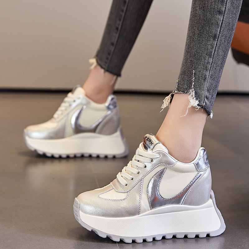 Inner Height Women's Shoes 8cm New Breathable Torre Shoes Thick Sole Mesh Small Sports Casual Shoes Women A8878