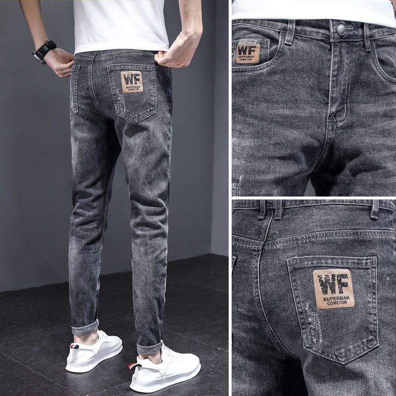 2024 Printemps et Automne Nouvelle Marque De Jeans Élastique Minceur Petite Jambe Pantalon Homme Version Coréenne Tendance Polyvalent Show Slim_voghion.com