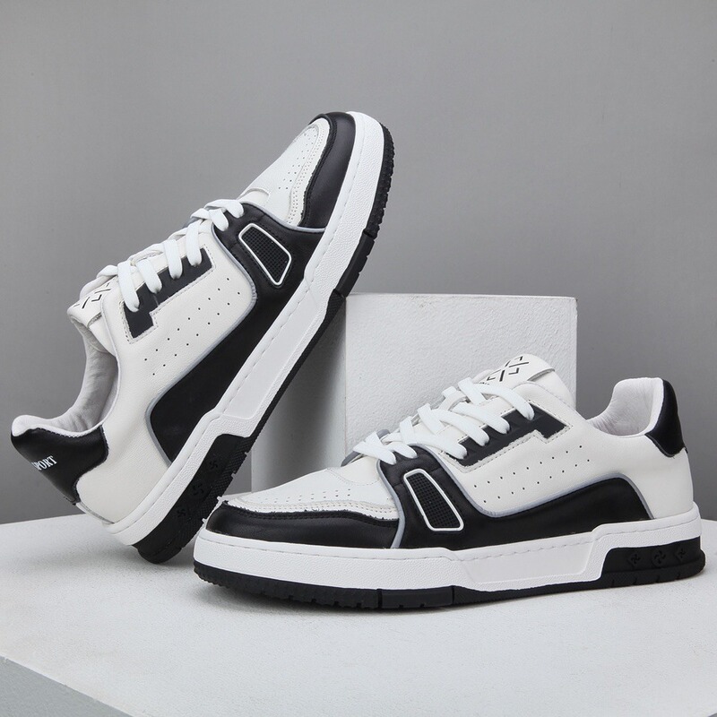 European Station Men's Sneakers 2023 New Thick-Soled Autum White Shoes Men's Genuine Leather Trbottomyy Versatile Casual Shoes Low-Top