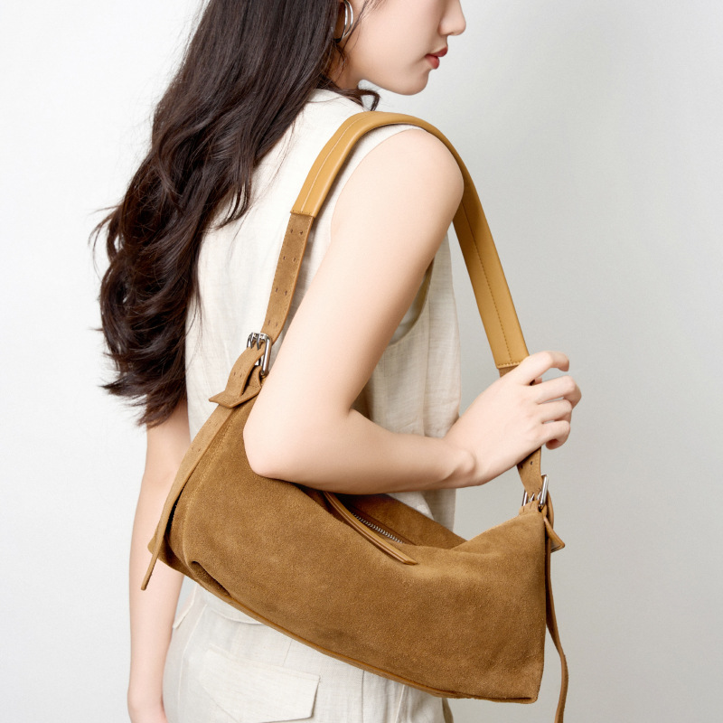 Women's Suede Genuine Leather Shoulder Bag High End Handbag_voghion.com