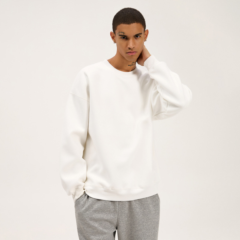 Winter New Pullover Sweater 420g Composite Imitation Cotton Crew Neck Sweater, Couple Casual Versatile Sweater_voghion.com