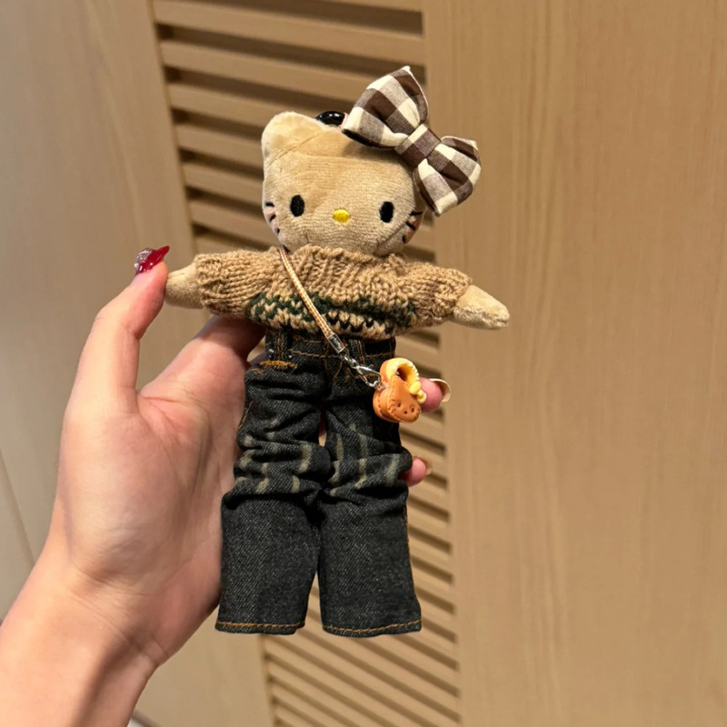 Autumn and Winter Car Key Cute Long-Legged Kitty Plush Pendant Dress-Up Doll Clothes Ins Doll Decoration Keychain
