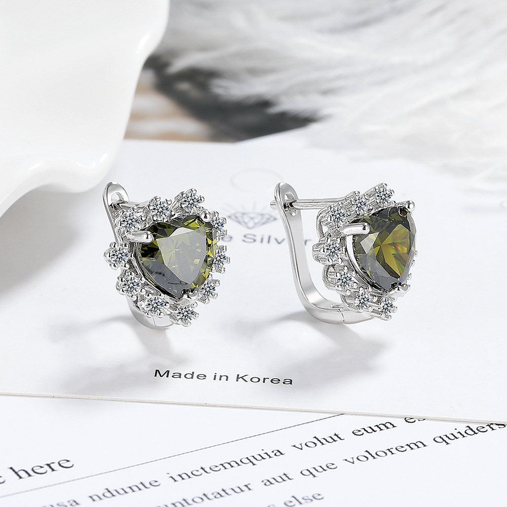 1 Pair Quantity 1 Pair Simple Style Shiny Heart Shape Inlay Copper Zircon White Gold Plated Earrings