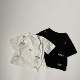 GL-kids韩系夏季新品儿童字母印花短袖T恤男女宝宽松百搭软黑/白T