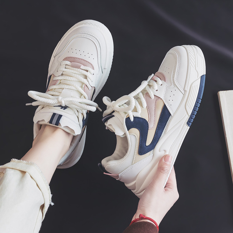 Vita skor med dragsko damsneakers 2023 vår nya casual mångsidiga parsneakers herr L-G_voghion.com