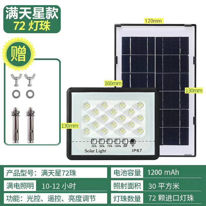 Nuevo LED solar Luz de inundación brillante estrellado impermeable jardín luz iluminación al aire libre suministro directo de fábrica