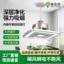 棋牌室吸烟灯麻将机净化器抽烟机直外排抽烟机内循环升降吊灯