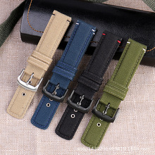 适配西铁成光动能AW5005 精工5号军绿休闲通用尼龙手表带 男 20mm