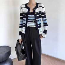 Mo同款针织衫 条纹两件套 小清新条纹衫 女士针织衫