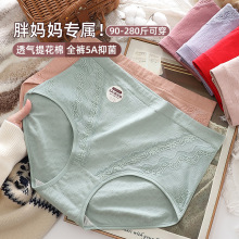 加大码专属内裤女高腰5A抗菌纯棉提花中老年妈妈超大版300斤胖MM