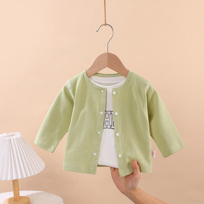 Boys and Girls Spring & Fall Thin Outwears Kidsren's Air-Conditioned Clothes Cardigans Baby Long-Sleeved Outer Wear Baby Casual Tops Pure Cotton