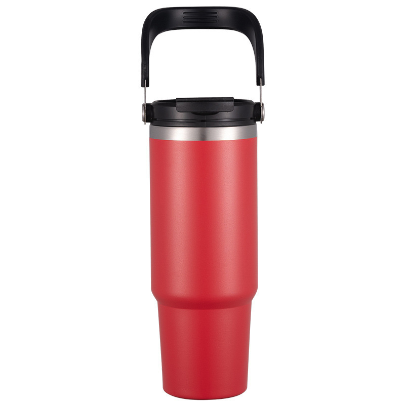 304 taza de acero inoxidable taza de automóvil de gran capacidad taza de aislamiento de calor aislamiento frío taza de hielo mango taza de paja de doble bebida