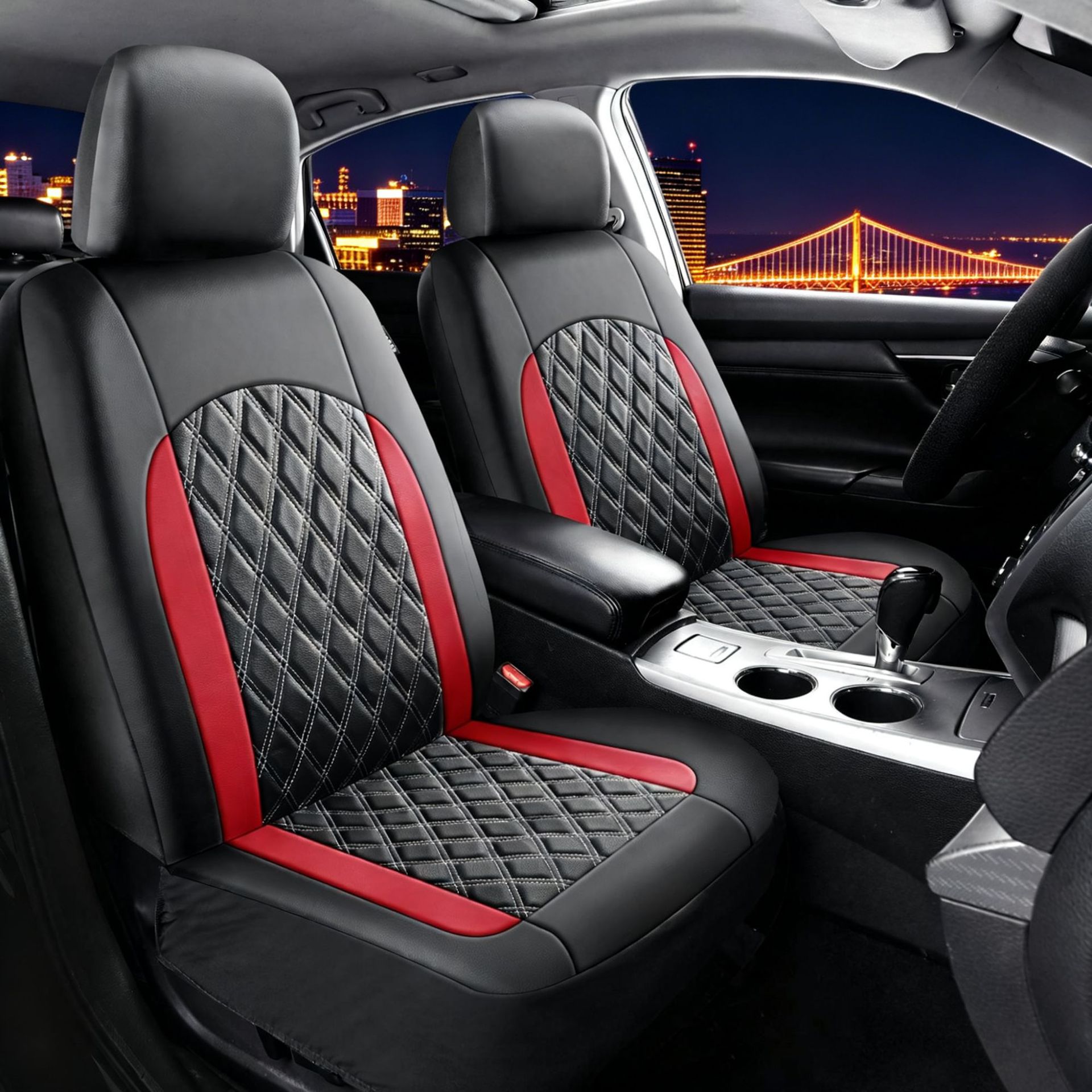 Cross-Border Foreign Trade Car Seat Cushion, Universal Seat Cover for All Seasons, Double-Line Diamond Quilted Embroidered Pu Leather Car Seat Protector