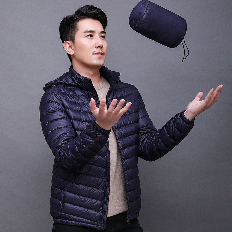 Autumn and Winter New Light and Thin Down Jacket Men's Short All-match Lightweight Thin White Duck Down plus size Warm Jacket for Autumn and Winter