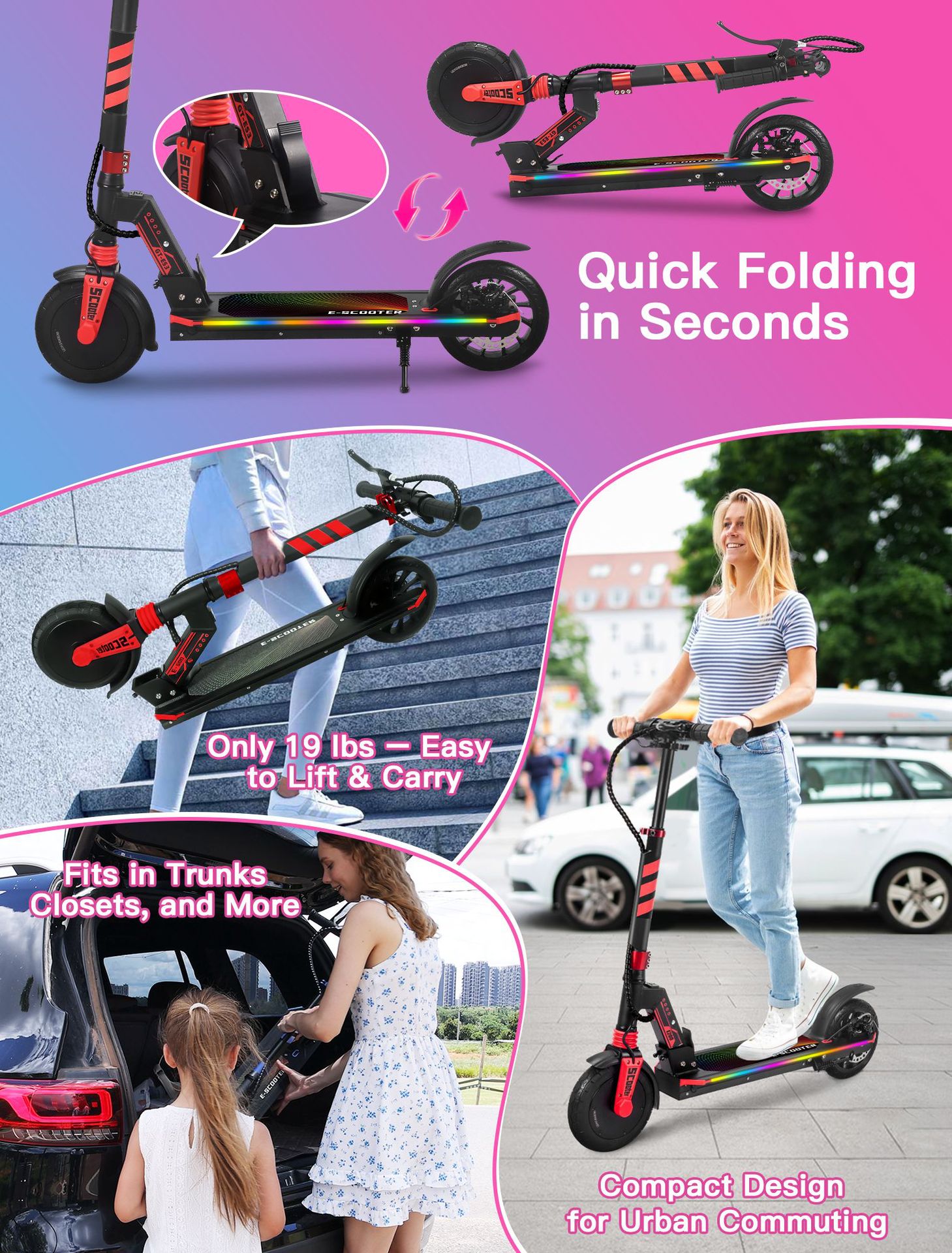 Nuevo producto transfronterizo: Patinete eléctrico infantil y para adultos, plegable y portátil, con batería de litio de 8 pulgadas.