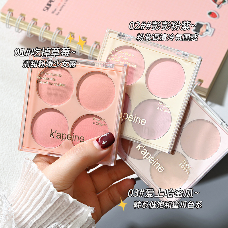 Capel helado blush de cuatro colores natural vigor melocotón carmesí fiesta estudiantil brillante mejora blush