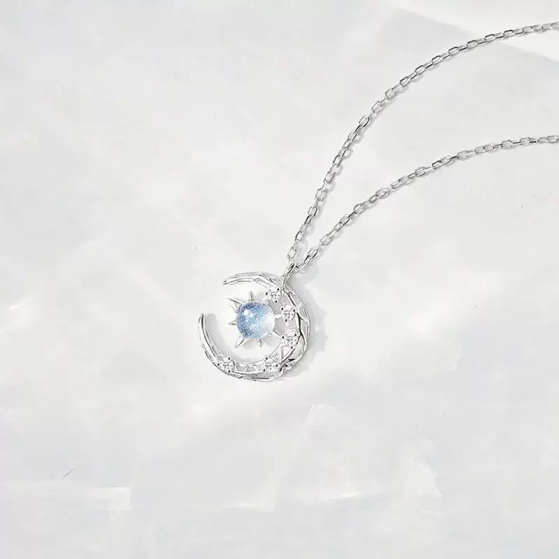 人気のネックレス 999 スターリングシルバー夢降る星と月ペンダント 2025 新しい鎖骨チェーン誕生日ギフトシルバーネックレス|undefined
