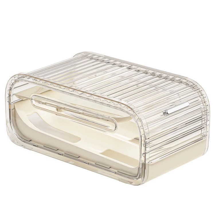 Egg storage box Kitchen refrigerator anti -rolling and rolling multi -layer push -pull division of transparent belt cover drawer -type egg box