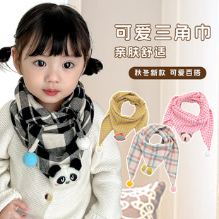 Autumn and Winter Children's Scarf Baby's Scarf for Boys and Girls Cotton Warm Triangle Baby Cartoon Rabbit Slippery Towel