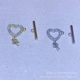 小米珍珠项链心形OT扣搭扣通体S925银项链扣 3-8mm珍珠扣子百搭K9