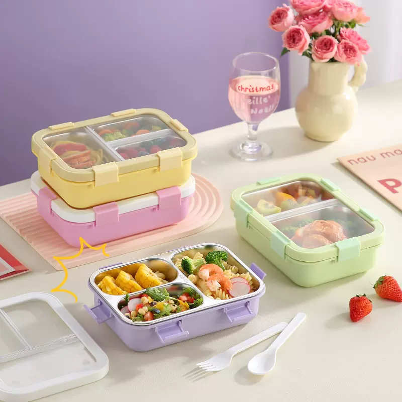 饭盒上班族分隔饭盒可微波炉加热便当盒学生食堂打饭盒保鲜盒