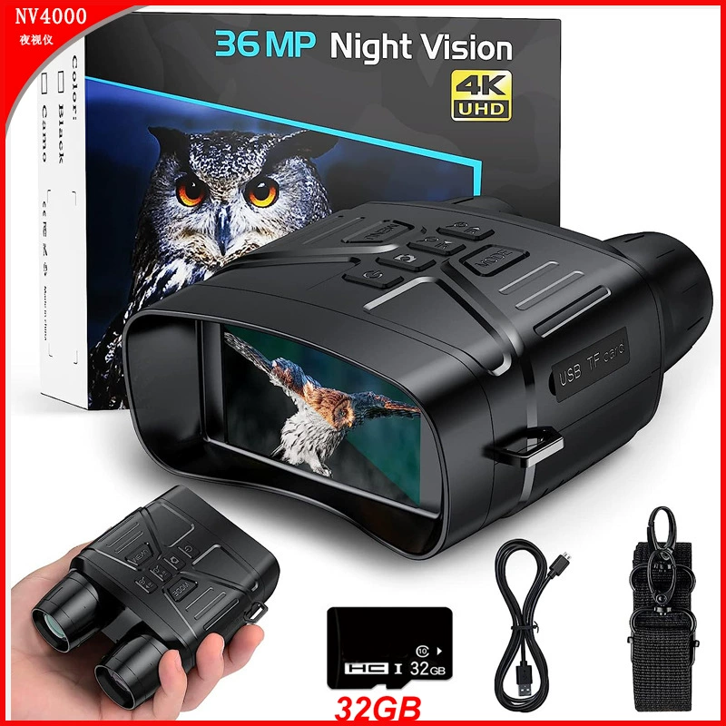 Бинокль ночного видения (NV4000) 4K UHD, 36МП, ИК диапазон ночи 150–400 м, 3.0″ ЖК-дисплей