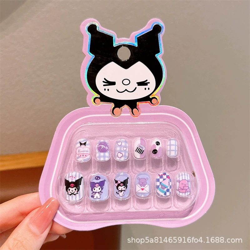 Sanrio, детские 3D-наклейки для ногтей, милые съемные мультяшные искусственные ногти