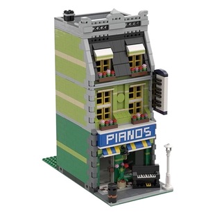 MOC building blocks compatible with Lego 44464 piano showroom puzzle assembling building blocks Street View building creative toys