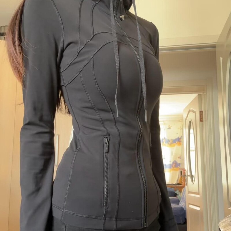 Lulu Original Yoga Wear Define Women's Sports Hooded Jacket Slimming Skin-Friendly Slim-Fit Coat Waist-Cinching Running