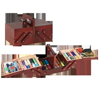 Solid Wood Sewing Box, Multi-Layer Thread & Accessory Organizer, 3-Tier Options