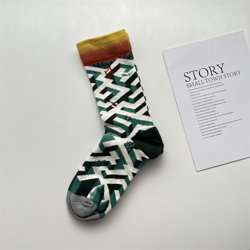 Unisex Casual Modern Style Geometric Cotton Crew Socks A Pair display picture 10