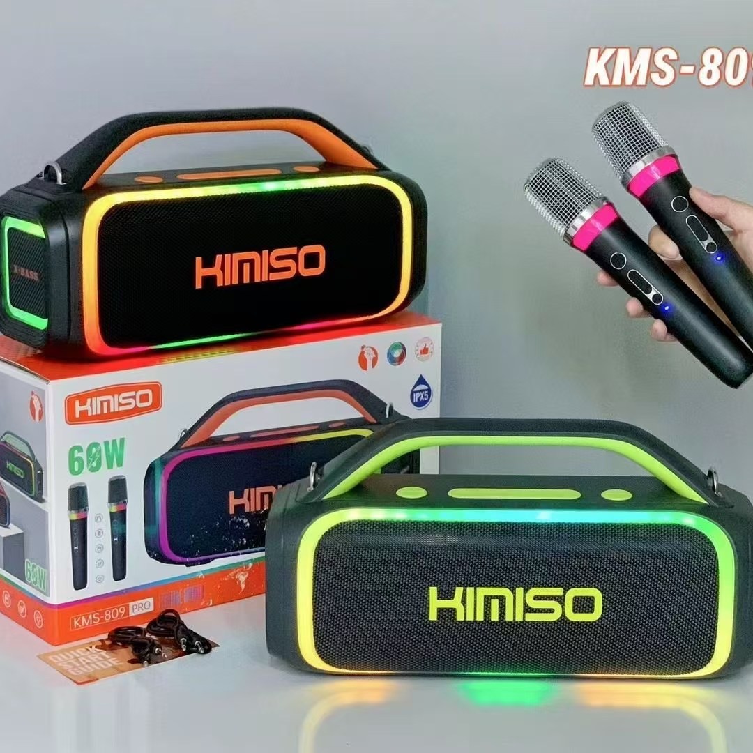 Bocina de Karaoke Bluetooth Portátil KMS-809PRO 40W con Subwoofer Potente, para Exteriores y Fiestas