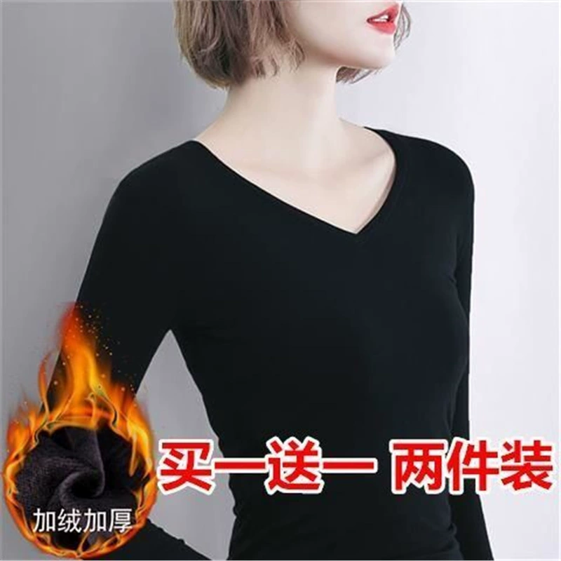 Плюшево-телесная теплая демисезонная длинный рукав, цветная теплая базовая одежда, обтягивающий крой