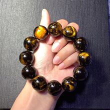黑金耀龙延香灰琥珀手串男女生士蜜蜡圆珠情侣手链转运珠批发