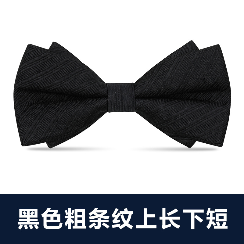 ↬↬↬검정색 굵은 스트라이프 언발란스 보우타이